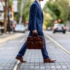 Uitgang 😍 Korting ⭐ Laptoptas 15 Inch Schoudertas Heren Handtas Waterdichte Tas Leder Aktetas Bruin Leer - Urban U® 🔔 🎉 -Tassen-dames Winkel 550x550 1086