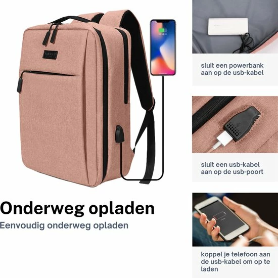Beste Verkoop ๐ Flash-uitverkoop ๐ ZILOU® Rugzak - 15,6 Inch Laptop Rugtas - USB Poort - Waterafstotend - Roze ๐ฏ โจ 9 Beste Verkoop ๐ Flash-uitverkoop ๐ ZILOU® Rugzak - 15,6 Inch Laptop Rugtas - USB Poort - Waterafstotend - Roze ๐ฏ โจ - Afbeelding 7