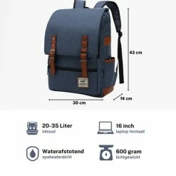 Begroting ⭐ Hete verkoop ⌛ ZILOU® Rugtas - Rugzak - 20-35 Liter - 16" Laptopvak - School - Werk - Reizen - Blauw 👍 🎉 -Tassen-dames Winkel 550x550 1218