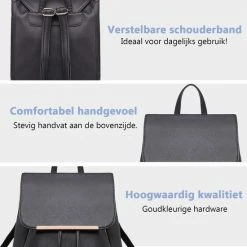 Beste Verkoop 🥰 Beste deal ⭐ Miss LuLu Rugzak - Dames Rugtas - Kwalitatieve Kunstleren Rug Tas - 15 Liter - Zwart (E1669 BK) 👏 🔥 -Tassen-dames Winkel 550x550 1273
