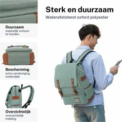 Beste deal 😍 Coupon 👍 ZILOU® Rugtas - Rugzak - 20-35 Liter - 16" Laptopvak - School - Werk - Reizen - Groen ❤️ ⌛ -Tassen-dames Winkel 550x550 170