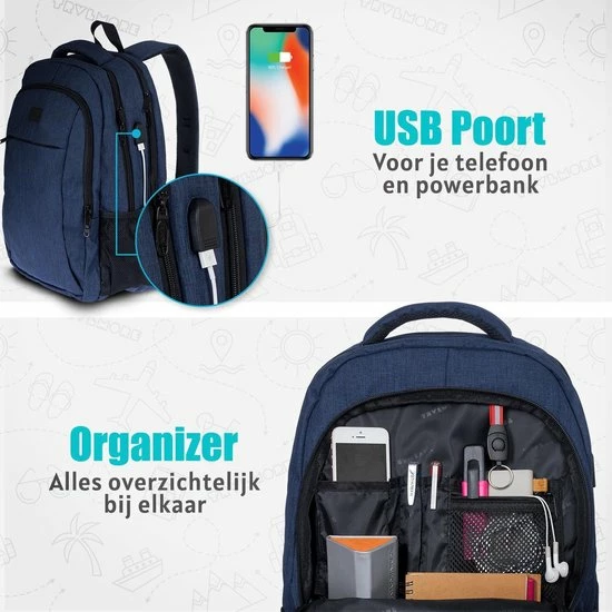Beste Verkoop ๐ฅฐ Beste Verkoop ๐ TRVLMORE Rugzak - 36 L - 17,3 Inch - Laptop Rugtas - Waterafstotend - Blauw ๐ โญ 10 Beste Verkoop ๐ฅฐ Beste Verkoop ๐ TRVLMORE Rugzak - 36 L - 17,3 Inch - Laptop Rugtas - Waterafstotend - Blauw ๐ โญ - Afbeelding 8