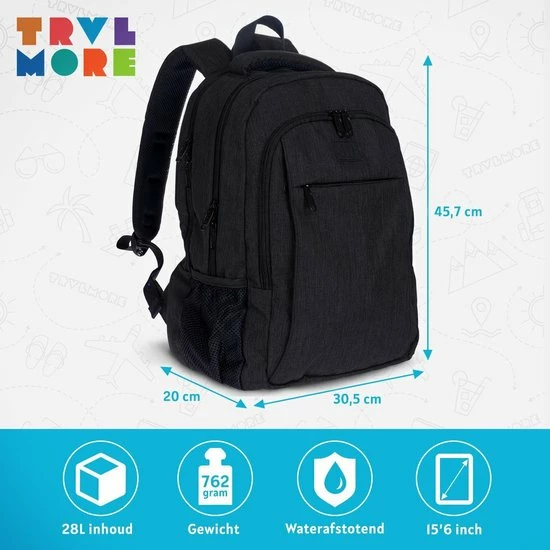Groothandel โญ Nieuw ๐ฅ TRVLMORE Rugzak - 28L - 15,6 Inch - Laptop Rugtas - Waterafstotend - Zwart ๐ฏ ๐ฅฐ 14 Groothandel โญ Nieuw ๐ฅ TRVLMORE Rugzak - 28L - 15,6 Inch - Laptop Rugtas - Waterafstotend - Zwart ๐ฏ ๐ฅฐ - Afbeelding 12