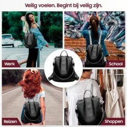 Goedkoop ✨ Beste deal 😀 Anti-diefstal Rugzak - Rugtas Dames - Waterdicht - Klein - Anti-theft 🎒 🎒 Backpack - Rug-, Schouder-, Handtas In één - Zacht PU-leer - Incl. Verstelbare Riem – Glennoo 🛒 🧨 -Tassen-dames Winkel 550x550 250