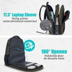 Nieuw 🎉 Beste Verkoop ✔️ TRVLMORE Rugzak - 36 L - 17,3 Inch - Laptop Rugtas - Waterafstotend - Groen ⌛ 🤩 -Tassen-dames Winkel 550x550 286
