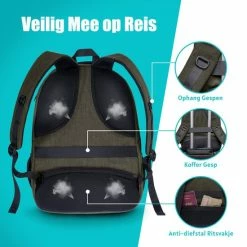 Nieuw 🎉 Beste Verkoop ✔️ TRVLMORE Rugzak - 36 L - 17,3 Inch - Laptop Rugtas - Waterafstotend - Groen ⌛ 🤩 -Tassen-dames Winkel 550x550 287