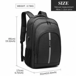 Begroting 👏 Gloednieuw 🎁 Kono Rugzak - Laptoptas Inclusief USB Oplaadstation - 25 L Rugtas Voor Mannen/Vrouwen - Tas Met Reflecterende Strip - Waterdichte 🎒 🎒 Backpack - Tas Voor School/Werk/Reizen - Zwart (E1972) 🎉 ❤️ -Tassen-dames Winkel 550x550 347