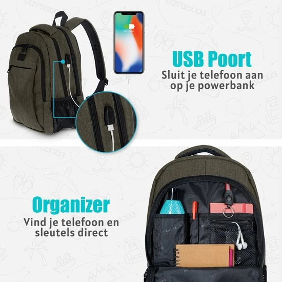 Uitgang 🔥 Coupon 🌟 TRVLMORE Rugzak - 28L - 15,6 Inch - Laptop Rugtas - Waterafstotend - Groen 😀 🔥 13 Uitgang 🔥 Coupon 🌟 TRVLMORE Rugzak - 28L - 15,6 Inch - Laptop Rugtas - Waterafstotend - Groen 😀 🔥 - Afbeelding 11