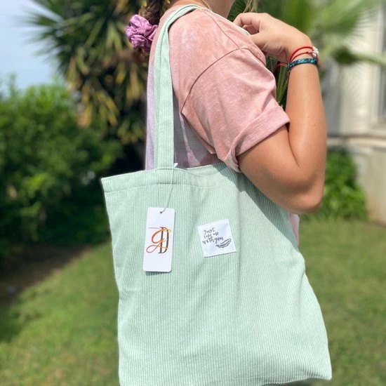 Aanbiedingen β¨ Beste Pirce β¨ GoDaily - Dames - Schoudertas - Handtas - Bag - Ribstof - Canvas - Katoenen Tas - Tote - Licht Groen β π 7 Aanbiedingen β¨ Beste Pirce β¨ GoDaily - Dames - Schoudertas - Handtas - Bag - Ribstof - Canvas - Katoenen Tas - Tote - Licht Groen β π - Afbeelding 5