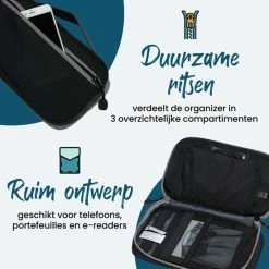 Promo 🎉 Beste Pirce 🌟 Sunflake Kabel Organiser Tas Deluxe – 3 Lagen - Compacte Kabeltas - Etui Voor Kabels - Zwart Grijs - Geschikt Als Kerst / Sinterklaas Cadeau Voor Mannen Of Vrouwen 🎉 🧨 -Tassen-dames Winkel 550x550 440