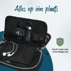 Promo 🎉 Beste Pirce 🌟 Sunflake Kabel Organiser Tas Deluxe – 3 Lagen - Compacte Kabeltas - Etui Voor Kabels - Zwart Grijs - Geschikt Als Kerst / Sinterklaas Cadeau Voor Mannen Of Vrouwen 🎉 🧨 -Tassen-dames Winkel 550x550 441