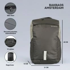 Goedkoopste 🧨 Begroting 🔥 BAKBAGS Laptop Rugzak 25 Liter | Rugzak Met Laptopvak Voor Naar School Of Werk | Geschikt Tot 17 Inch Laptops | Gerecycled Polyester 🛒 🔥 -Tassen-dames Winkel 550x550 559