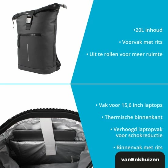 Groothandel ๐ Uitgang ๐งจ Van Enkhuizen Rugzak Jongens - Rugzak Met Laptopvak 15,6 Inch - 20 Liter - Waterafstotend En Thermo Materiaal - Zwart ๐ ๐ 5 Groothandel ๐ Uitgang ๐งจ Van Enkhuizen Rugzak Jongens - Rugzak Met Laptopvak 15,6 Inch - 20 Liter - Waterafstotend En Thermo Materiaal - Zwart ๐ ๐ - Afbeelding 3