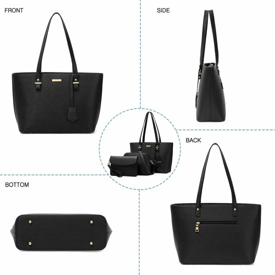 Beste Verkoop โ๏ธ Hete verkoop ๐ฅฐ Lana® La Luna - Driedelige Handtassen Set Met Dames Schoudertas, Handtas - Saffiano Leer - Zwart ๐ ๐ฅ 4 Beste Verkoop โ๏ธ Hete verkoop ๐ฅฐ Lana® La Luna - Driedelige Handtassen Set Met Dames Schoudertas, Handtas - Saffiano Leer - Zwart ๐ ๐ฅ - Afbeelding 2