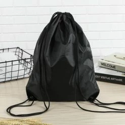 Hete verkoop 🛒 Goedkoop ⭐ Merkloos Gymtas Met Rijgkoord - Nylon Rugzakjes – Nylon Rugzak – Zwart 😍 💯
