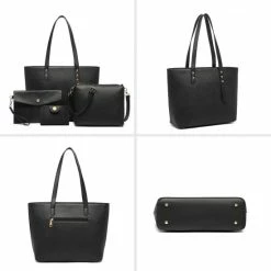 Nieuw 👍 Uitgang 🎉 Miss Lulu Handtas | Crossbodytas | Clutch | Portemonnee - Damestas 4-delige Set - Kunstleer - Grote Capaciteit - Zwart (LG6931 BK) 🔔 👍 -Tassen-dames Winkel 550x550 783