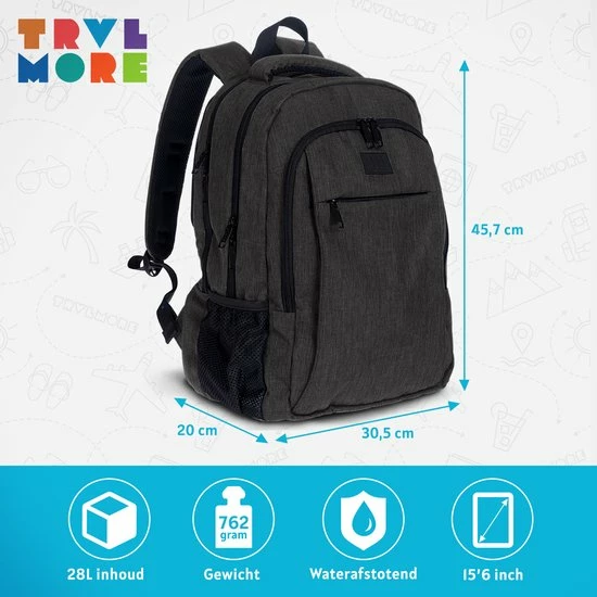 Beste Verkoop β Beste recensies van β TRVLMORE Rugzak - 28L - 15,6 Inch - Laptop Rugtas - Waterafstotend - Antraciet π β 11 Beste Verkoop β Beste recensies van β TRVLMORE Rugzak - 28L - 15,6 Inch - Laptop Rugtas - Waterafstotend - Antraciet π β - Afbeelding 9