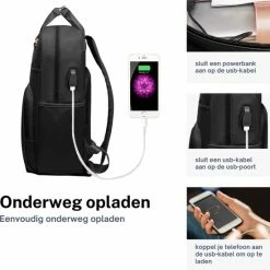 Beste deal ⌛ Coupon 🎁 ZILOU® Rugzak - 20-35 Liter - 15,6" Laptopvak - Anti-Diefstal - Zwart 👍 😀 -Tassen-dames Winkel 550x550 976