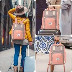 Korting 🔔 Kopen 🧨 Veran Rugtas - Rugzak - 30 Liter - 15,6" Laptopvak - Boekentas - Vintage - Heren - Dames - Laptop - School - Boekentas - Roze 😀 🧨 -Tassen-dames Winkel 550x556 22