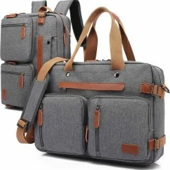 Flash-uitverkoop 🧨 Beste Verkoop 😍 QY Laptoptas 2 In 1 Laptop Rugtas Schoudertas Voor 17.3 Inch Laptop – Grijs 🧨 ✔️
