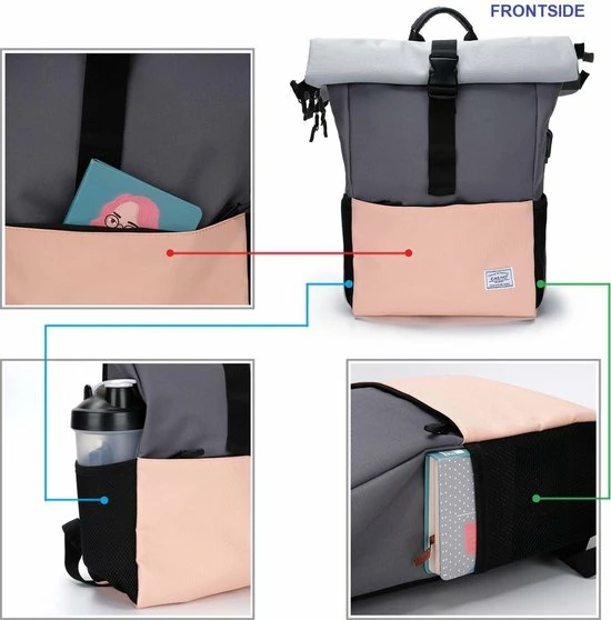 Beste Verkoop π Nieuw π Caliyo Massi Miliano Rolltop Rugzak Unisex (laptop 15.6 Inch) Roze-Grijs ( 3015-79-25) π π 4 Beste Verkoop π Nieuw π Caliyo Massi Miliano Rolltop Rugzak Unisex (laptop 15.6 Inch) Roze-Grijs ( 3015-79-25) π π - Afbeelding 2