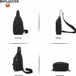 Hete verkoop ❤️ Goedkoopste 🔥 Bagwise® Crossbodytas - Sling Bag - Dames - Heren - S - (1239) - Zwart 🌟 😀 -Tassen-dames Winkel 550x558 9