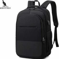 Uitgang ❤️ Korting 🌟 San Vitale® - Rugzak 2.0 Met USB Poort - Schooltas - 16 Inch Laptop Rugtas - Dames/Heren - 30L - Waterafstotend - Zwart 🥰 ⭐