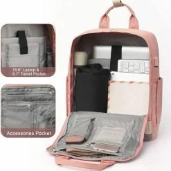 Korting 🔔 Kopen 🧨 Veran Rugtas - Rugzak - 30 Liter - 15,6" Laptopvak - Boekentas - Vintage - Heren - Dames - Laptop - School - Boekentas - Roze 😀 🧨 -Tassen-dames Winkel 550x560 3