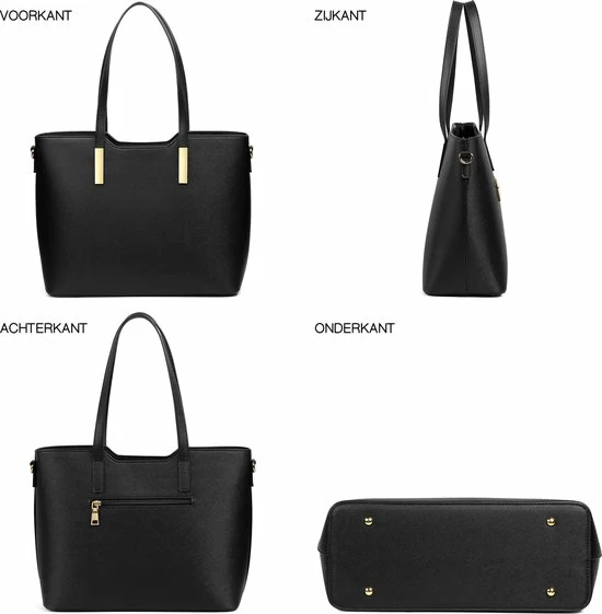 Hete verkoop โญ Beste Pirce ๐ Lana® El Zafiro - Dames Handtassen Set - Schoudertas, Handtas - Saffiano Leer - Zwart ๐ ๐ 8 Hete verkoop โญ Beste Pirce ๐ Lana® El Zafiro - Dames Handtassen Set - Schoudertas, Handtas - Saffiano Leer - Zwart ๐ ๐ - Afbeelding 6