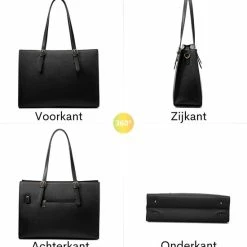 Goedkoop 🛒 Beste deal 😀 Lubellie® Dorina Elegante Tweedelige Dames Handtas Schoudertas Set Met Een Oplaadbare USB-Poort En Een Laptopvak Voor 15,6 Inch Laptops - Laptoptas Voor Dames - Dames Laptoptas - Handtas - Schoudertas - Dames Tassen - Laptoptas - Clucht - Zwart ✔️ ❤️ -Tassen-dames Winkel 550x564