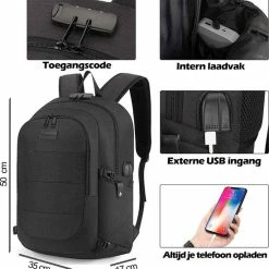 Top 10 😉 Begroting 🎁 Qtronic Rugzak Met USB Oplaadpoort- 28L - 17,3 Inch - Laptop Rugtas - Toegangscode 🌟 🧨 -Tassen-dames Winkel 550x565 6