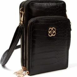 Gloednieuw 🎉 Beste Verkoop 🎁 Merkloos Elegant Telefoontasje - Portemonnee Dames - Mini Schoudertas Zwart ⌛ 🔔