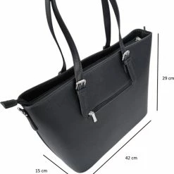 Beste Verkoop 🧨 Uitgang 🔔 Qischa® Schoudertas Saffiano - Eleganci - Extra Hoog - Geschikt Voor A4 Zwart. Ideaal Te Gebruiken Voor School Of Werk. 🎉 🎉 -Tassen-dames Winkel 550x575 8