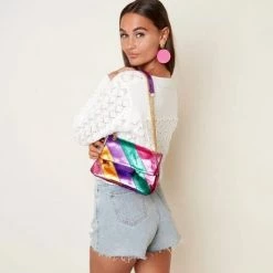 Beste Pirce 🌟 Beste Pirce 🛒 Il-lusso Handtas - Metallic - Rainbow - Festival - Regenboog - PU - Kleuren ⌛ ⌛ -Tassen-dames Winkel 550x576 7