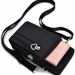 Begroting ⭐ Korting ✨ Forever Young - Nylon Telefoontasje - Crossbody Tas - Waterdicht - Zwart 👍 🎉 -Tassen-dames Winkel 550x579