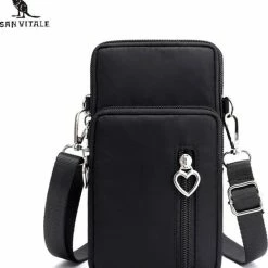 Groothandel 🌟 Gloednieuw ❤️ San Vitale® - Casual Telefoon Tas - Schoudertasje - Telefoontasje - Heuptas - Wandel/Sport/Mobiele Telefoon/Smartphone - Zwart 😉 🌟