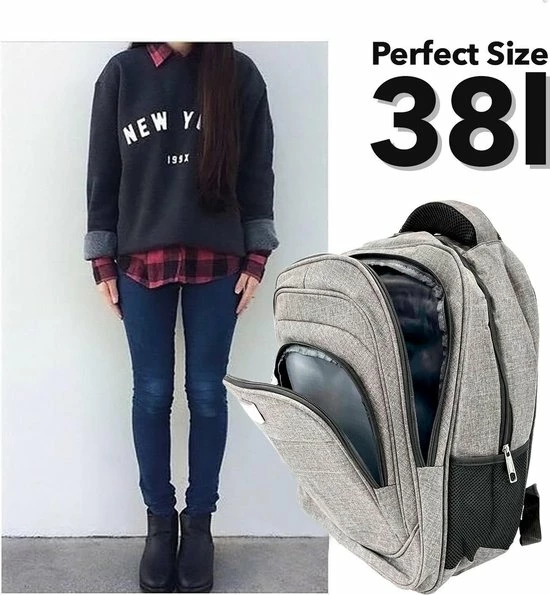 Goedkoopste โจ Groothandel โ๏ธ MaxxHome ๐ ๐ Backpack - 15,6 En 17,3" Inch Laptop Rugzak - USB Poort - Dames/Heren - 38L - Waterafstotend - Grijs โจ ๐งจ 5 Goedkoopste โจ Groothandel โ๏ธ MaxxHome ๐ ๐ Backpack - 15,6 En 17,3" Inch Laptop Rugzak - USB Poort - Dames/Heren - 38L - Waterafstotend - Grijs โจ ๐งจ - Afbeelding 3