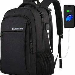 Goedkoopste 🔔 Hete verkoop ❤️ DutchOne Rugzak Met USB Oplaadpoort 30L Zwart Luxe Laptop Rugtas 15,6 Inch - Schooltas - Heren - Dames - Jongens - Meisjes - Waterafstotend - Rugzakken 🎁 😉