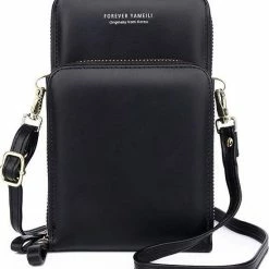 Aanbiedingen ⭐ Promo 😉 Topco Compact Telefoontasje Zwart – 2 Compartimenten – Ideaal Voor Op Een Feestje 🤩 😉