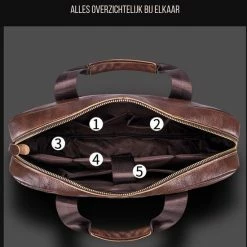 Uitgang 😍 Korting ⭐ Laptoptas 15 Inch Schoudertas Heren Handtas Waterdichte Tas Leder Aktetas Bruin Leer - Urban U® 🔔 🎉 -Tassen-dames Winkel 550x649 5