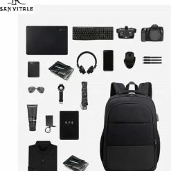 Uitgang ❤️ Korting 🌟 San Vitale® - Rugzak 2.0 Met USB Poort - Schooltas - 16 Inch Laptop Rugtas - Dames/Heren - 30L - Waterafstotend - Zwart 🥰 ⭐ -Tassen-dames Winkel 550x653 3