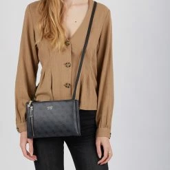Nieuw 😀 Gloednieuw 👏 Guess Naya Double Zip Dames Crossbody - Coal ❤️ ⭐ -Tassen-dames Winkel 550x654
