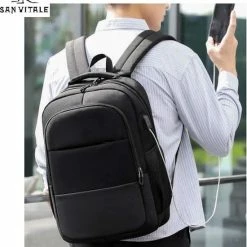 Uitgang ❤️ Korting 🌟 San Vitale® - Rugzak 2.0 Met USB Poort - Schooltas - 16 Inch Laptop Rugtas - Dames/Heren - 30L - Waterafstotend - Zwart 🥰 ⭐ -Tassen-dames Winkel 550x669 4