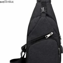 Gloednieuw 🛒 Flash-uitverkoop 😉 San Vitale® - Slingbag - Sbag - Schoudertas - Rugzak - Crossbody Bag - Zwart ⌛ 🎁