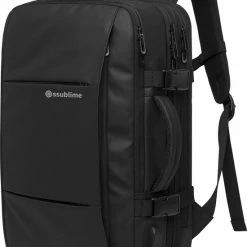 Beste deal ❤️ Beste Verkoop 🎁 Ssublime Weekender - 👜 👜 Handbagage Rugzak - Laptopvak 15.6 Tot 17 Inch - 20 Tot 36L - Rugtas Dames / Heren - Waterafstotend - Zwart 😉 🔔