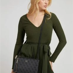 Nieuw 😀 Gloednieuw 👏 Guess Naya Double Zip Dames Crossbody - Coal ❤️ ⭐ -Tassen-dames Winkel 550x732 2