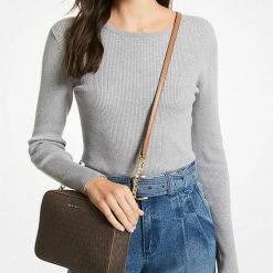 Goedkoopste 💯 Uitgang ⌛ Michael Kors Jet Set LG Dames Crossbodytas - Bruin 🤩 🎁 -Tassen-dames Winkel 550x739