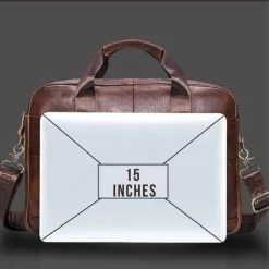 Uitgang 😍 Korting ⭐ Laptoptas 15 Inch Schoudertas Heren Handtas Waterdichte Tas Leder Aktetas Bruin Leer - Urban U® 🔔 🎉 -Tassen-dames Winkel 550x778 5