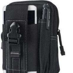 Uitgang 👍 Uitgang 🌟 Pless® - Nylon Heuptas Waterdicht - Outdoor Anti-Diefstal Wandel/Sport/Mobiele Telefoon/Smartphone Riem Tas - Zwart - Met Survival Card 🛒 👏